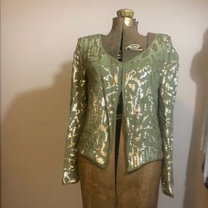 Love Sam lightweight olive green and gold jacket with clasp closer